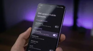 Phone settings showing roaming enabled for eSIM and disabled for primary SIM