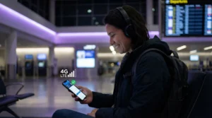 Traveler using mobile data abroad without roaming charges