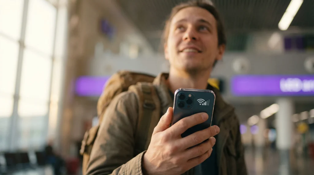 Phone switching from Wi-Fi to mobile data connection using eSIM