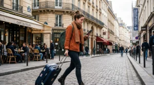 erasmus student using esim mobile internet in a european city