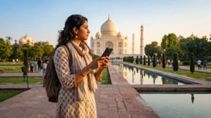 Traveler using the best eSIM for India while exploring the country