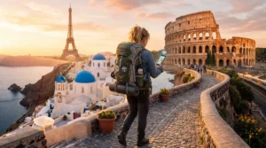 traveler using esim across multiple countries in europe with smartphone