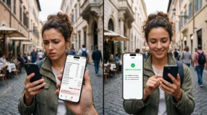 comparison of esim vs roaming costs in europe on smartphone screen