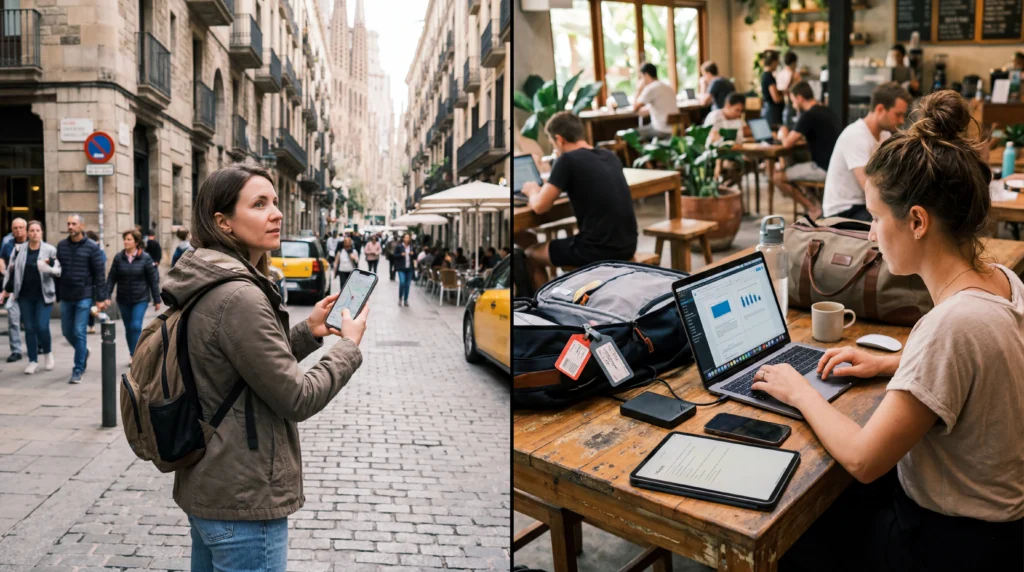 Comparison of short trip and long trip travelers using eSIM for mobile data abroad