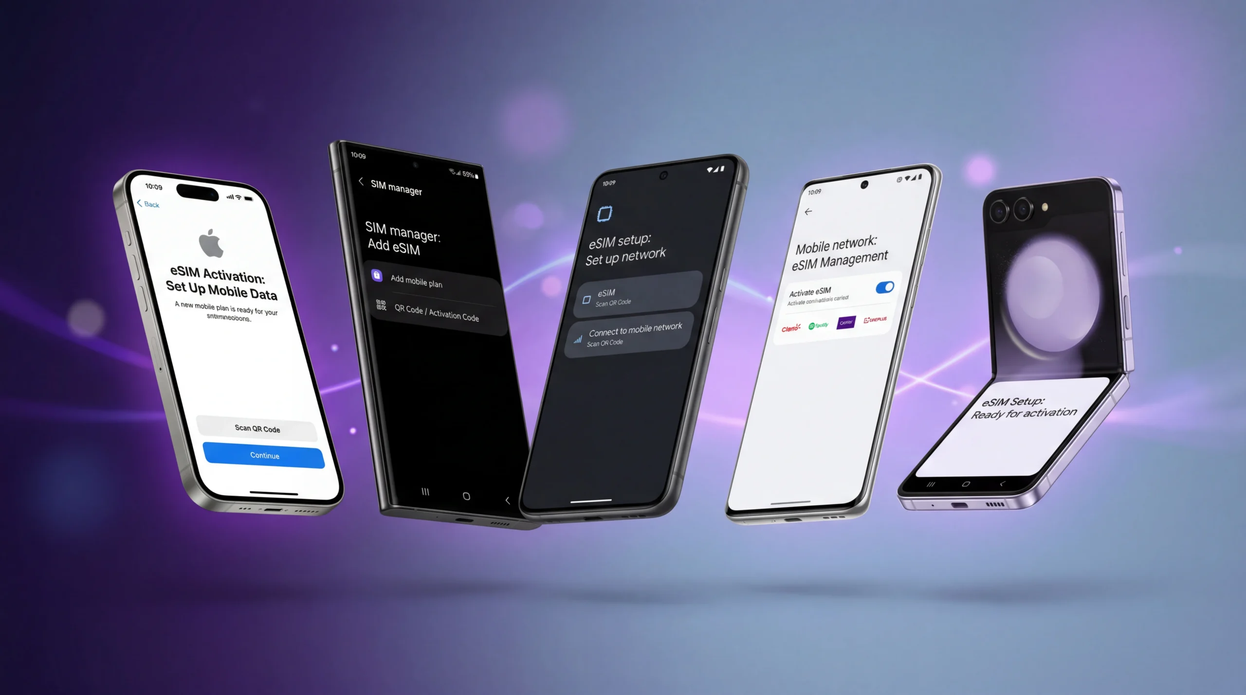 Smartphones compatible with eSIM including iPhone and Android devices