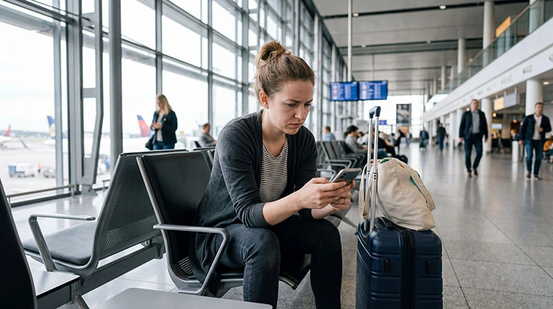 Traveler unable to connect to WiFi at airport using smartphone