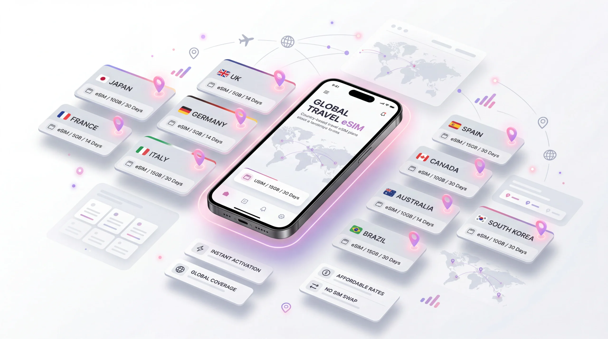 Travel eSIM store for global mobile data