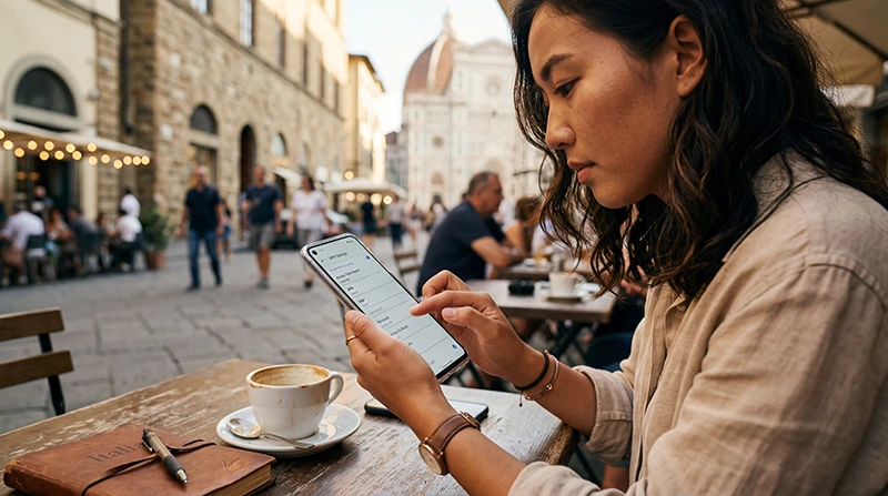 Traveler configuring APN settings for Italy eSIM on smartphone