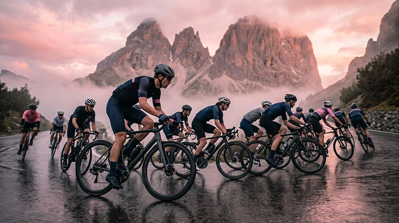 Cycling fans following the Giro d’Italia using mobile internet and eSIM travel connectivity in Italy during mountain race stages