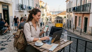 Long-term traveler using Portugal eSIM and mobile internet while exploring Portugal