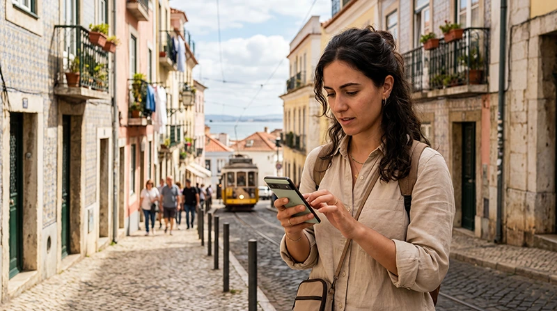 Traveler fixing no internet issue on Portugal eSIM while using smartphone settings