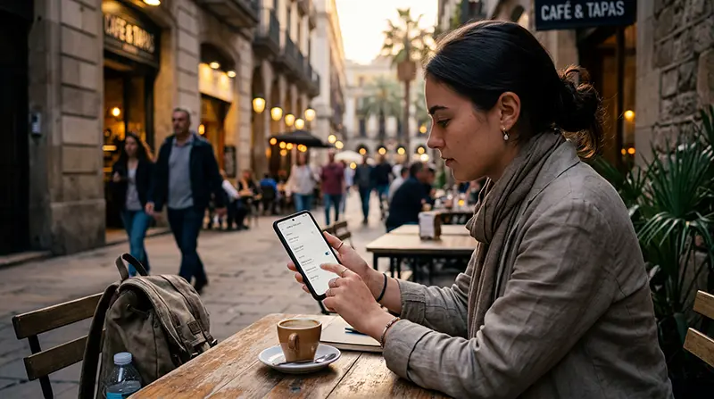 Traveler installing Spain eSIM on Android phone