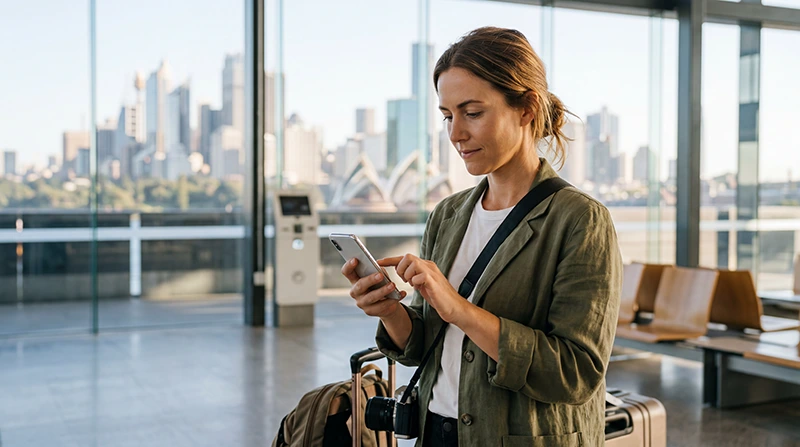 Traveler adjusting APN settings for an Australia eSIM on a smartphone