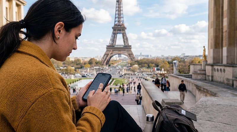 Traveler checking APN settings for France eSIM mobile internet