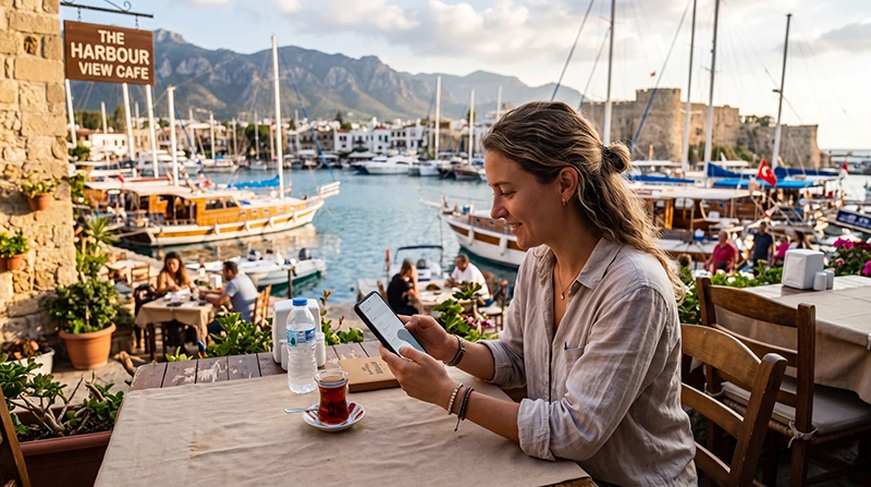 Traveler configuring APN settings for an eSIM in North Cyprus