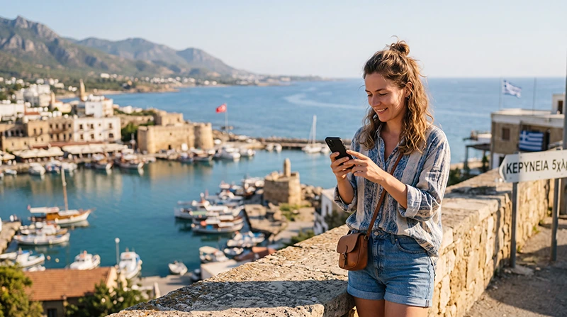 Traveler using one eSIM while visiting both the Republic of Cyprus and North Cyprus