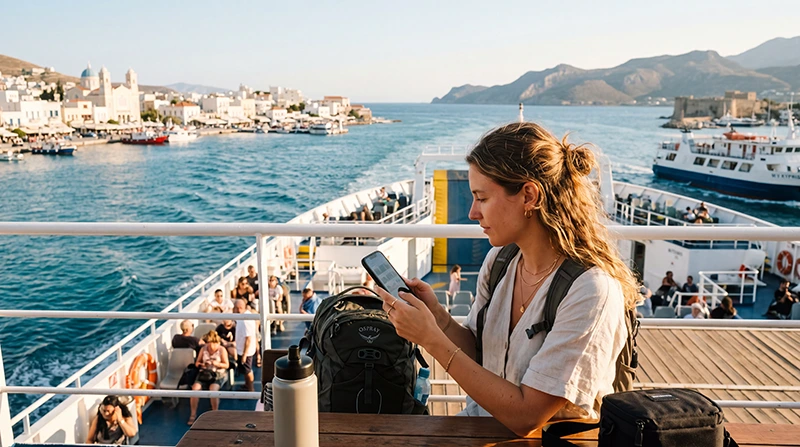 Traveler using one eSIM while visiting Greece and North Cyprus
