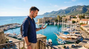 Traveler using the best mobile network with an eSIM in North Cyprus