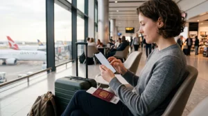 Traveler buying and activating an Australia eSIM before departure