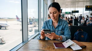 Traveler activating a North Cyprus eSIM before departure