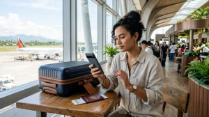 Traveler activating a Philippines eSIM on a smartphone before arriving in the Philippines