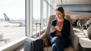 Traveler installing an Australia eSIM on a smartphone before departure
