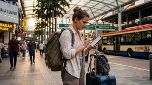 Traveler experiencing no internet connection on an eSIM while traveling in Malaysia