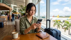 Traveler installing a Philippines eSIM on an Android smartphone before traveling
