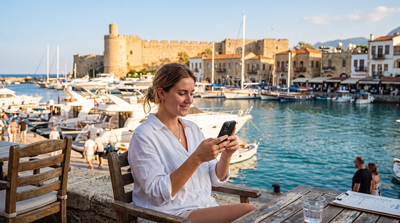 Traveler using an unlimited data eSIM during a trip to North Cyprus