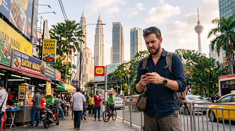 Traveler experiencing slow eSIM internet speed while traveling in Malaysia