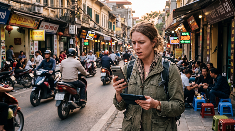Traveler experiencing slow eSIM internet speeds while traveling in Vietnam