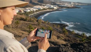 Traveller checking APN settings for a Canary Islands eSIM on a smartphone