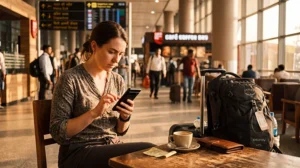 Traveler configuring APN settings for an India eSIM