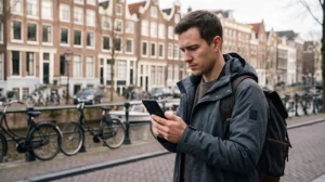 Traveller checking APN settings for a Netherlands travel eSIM