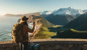 Traveller using an eSIM for Australia and New Zealand trip with mobile internet