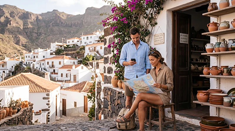 Travellers using the best eSIM for mobile data while exploring Gran Canaria