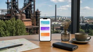 Travel eSIM plan comparison overlooking Ostrava.