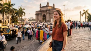 Traveler using the best mobile data solution in India with a travel eSIM