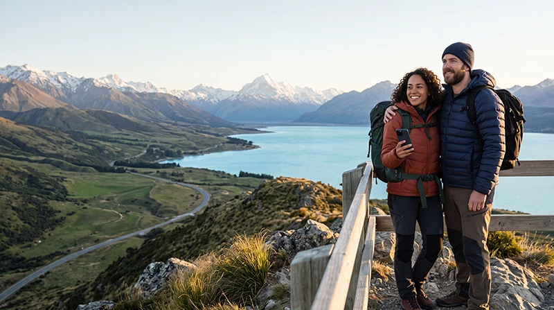 Best mobile network in South Island New Zealand for tourists using eSIM and mobile data while exploring mountains and scenic roads