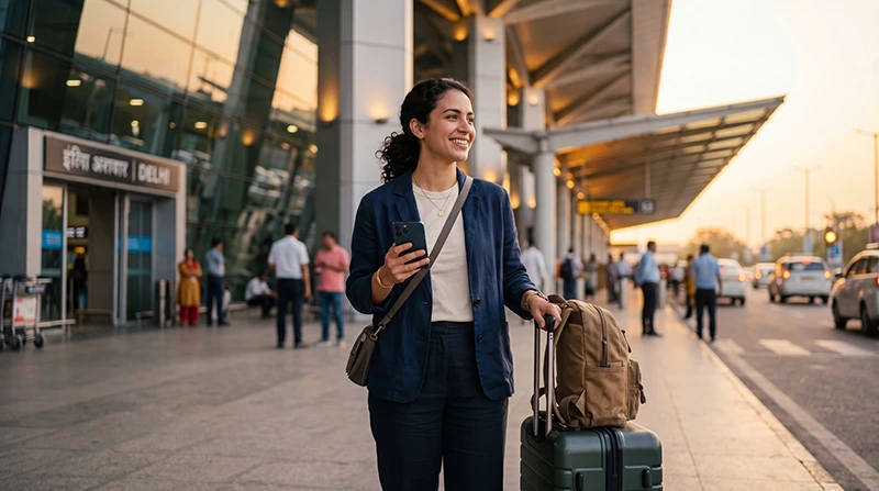 Traveler buying and activating an India eSIM before exploring the country
