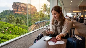 Traveler buying an eSIM before traveling to Sri Lanka
