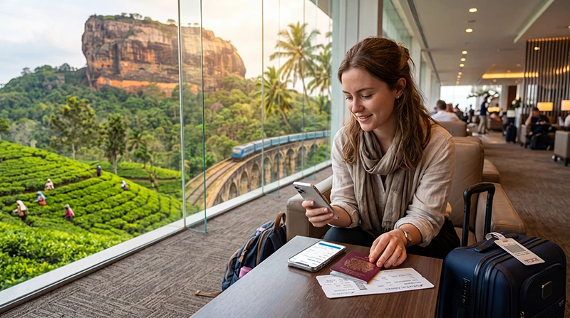 Traveler buying an eSIM before traveling to Sri Lanka