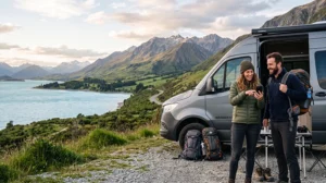 CamperMate app for New Zealand road trips with tourists planning a campervan adventure using mobile data