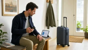 Traveller installing a Hungary eSIM at home before departure