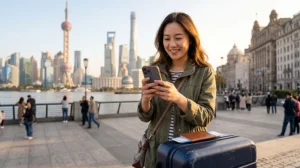 Traveler using an eSIM successfully while traveling in China