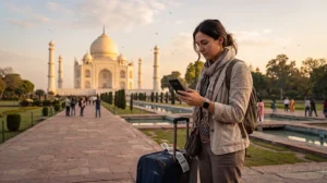 Traveler checking if their eSIM works in India