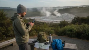Traveller checking whether an existing eSIM works in New Zealand