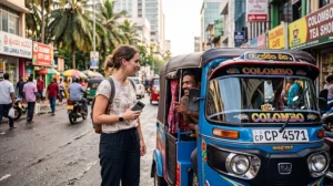 Traveler using PickMe transportation app in Sri Lanka