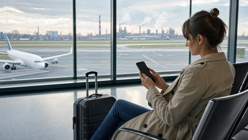 Travel eSIM planning at Ostrava Airport.