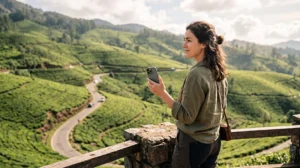 Traveler using Google Maps while exploring Sri Lanka
